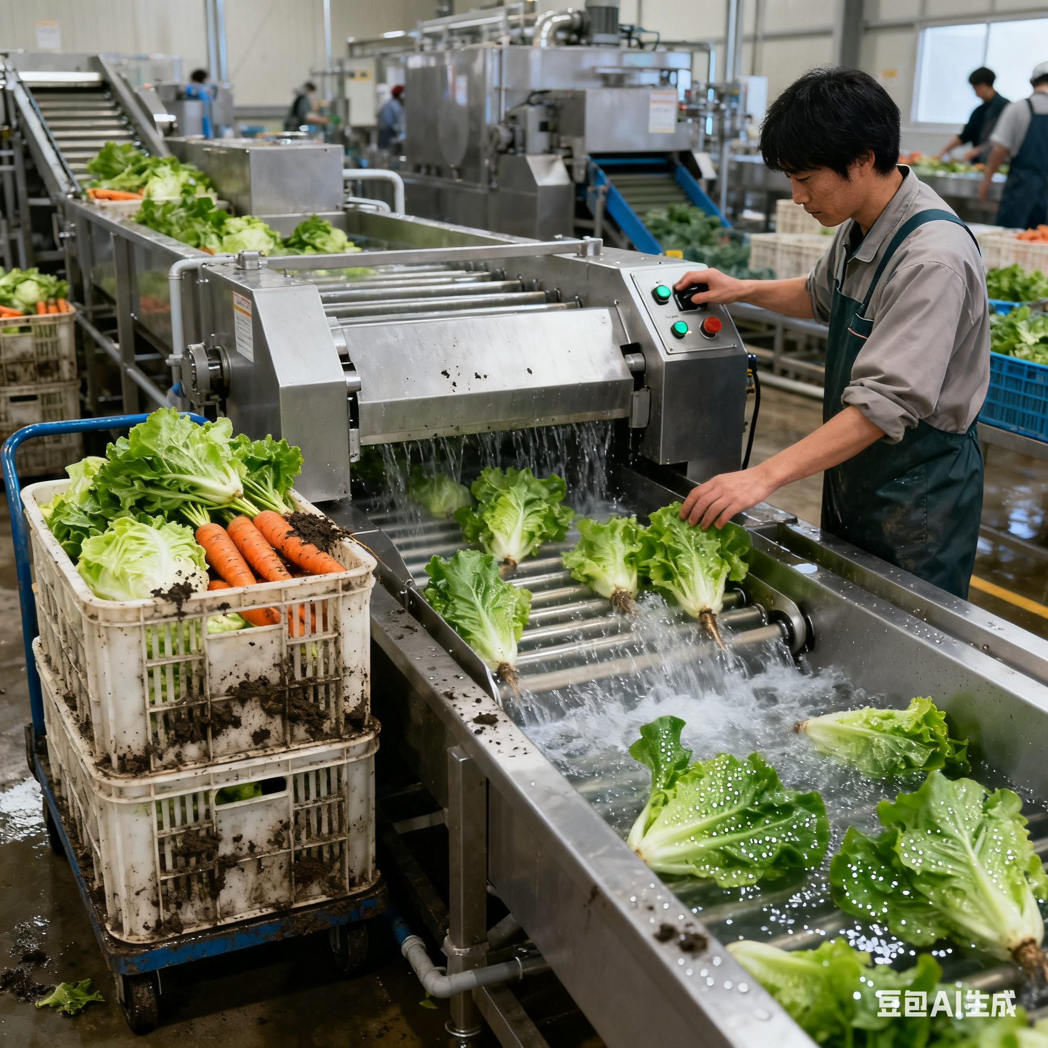 全自动蔬菜清洗机怎么操作生产？(1)