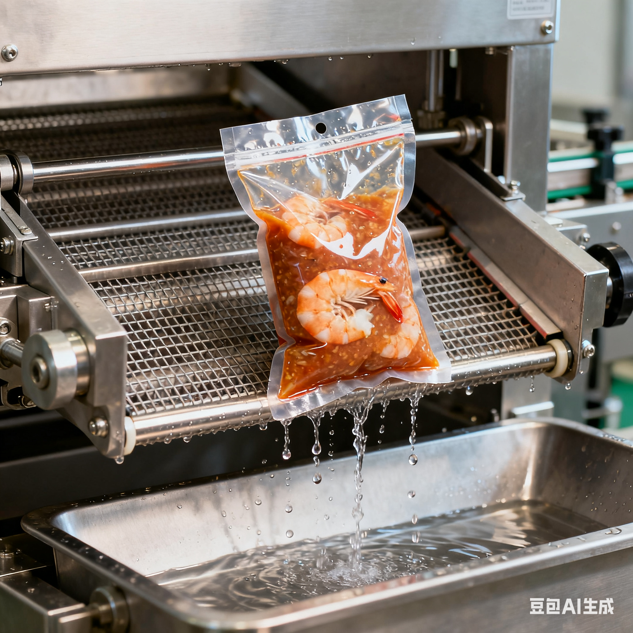 软包装虾酱震动沥水机，能把袋子上的水震干净吗？(2)