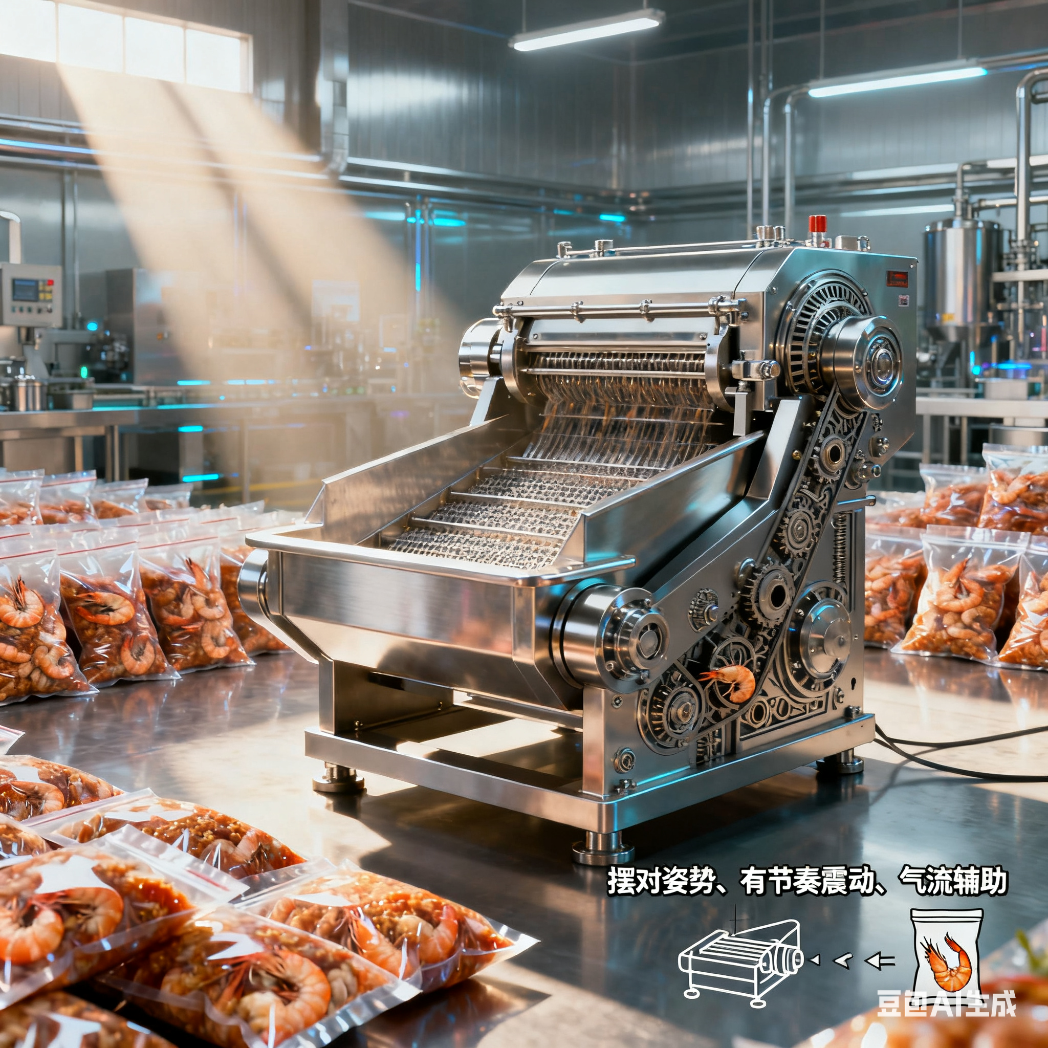 软包装虾酱震动沥水机，能把袋子上的水震干净吗？(5)